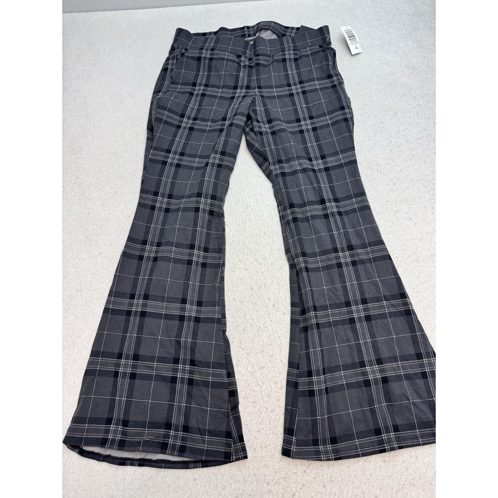 Torrid Pants Leggings Womens 2X Gray Plaid High Rise Flare Pocket Stretch